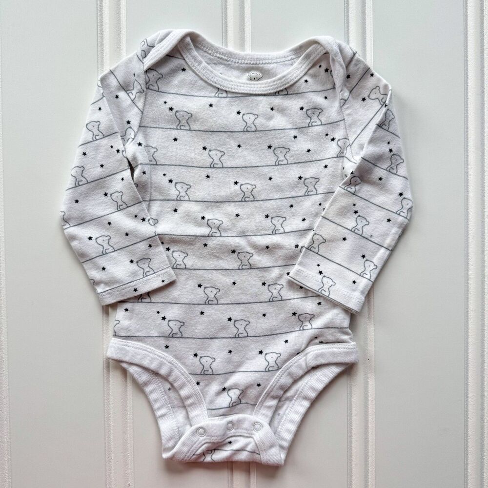 4/$10 - Koala Baby Cotton Long Sleeve Onesie Bodysuit Polar Bears / Stars | 6-9